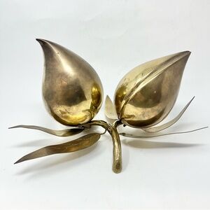 Mid Century Modern MCM Vintage Brass Fruit Branch Leaf Sculpture Decor Pods